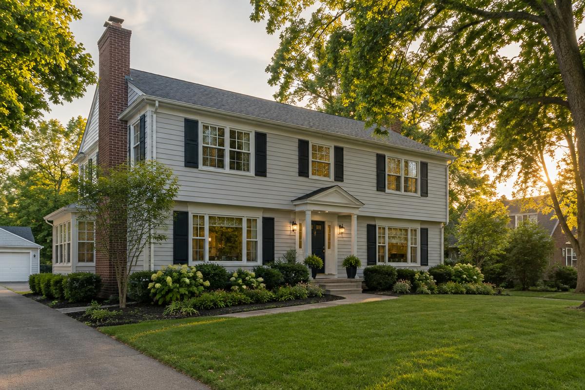 Two-story colonial in Libertyville, IL after window replacement