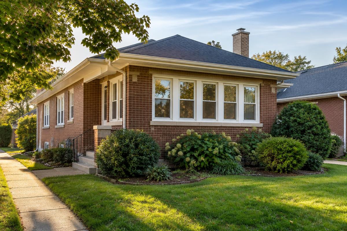 Brick bungalow in Mundelein, IL after window replacement